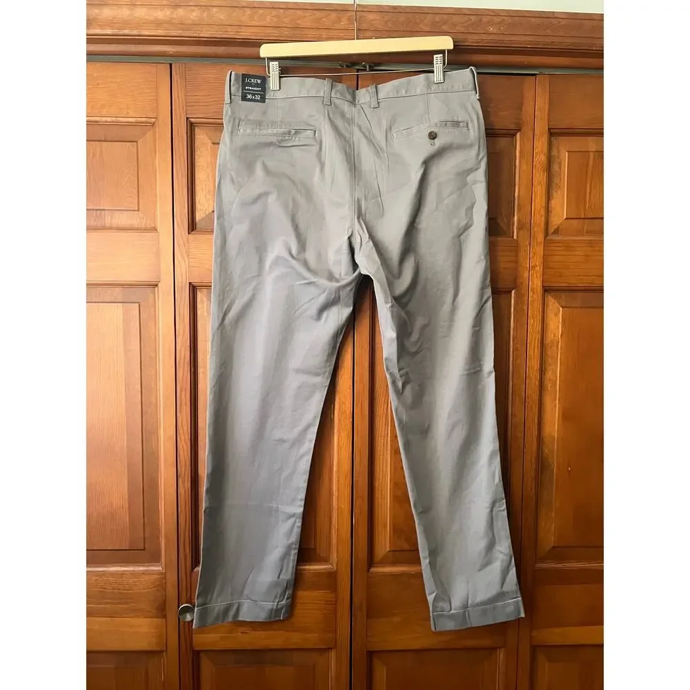 NWT J. Crew Men's Straight-Fit Flex Chino Pant Flat Front Slate Gray Size 36x32